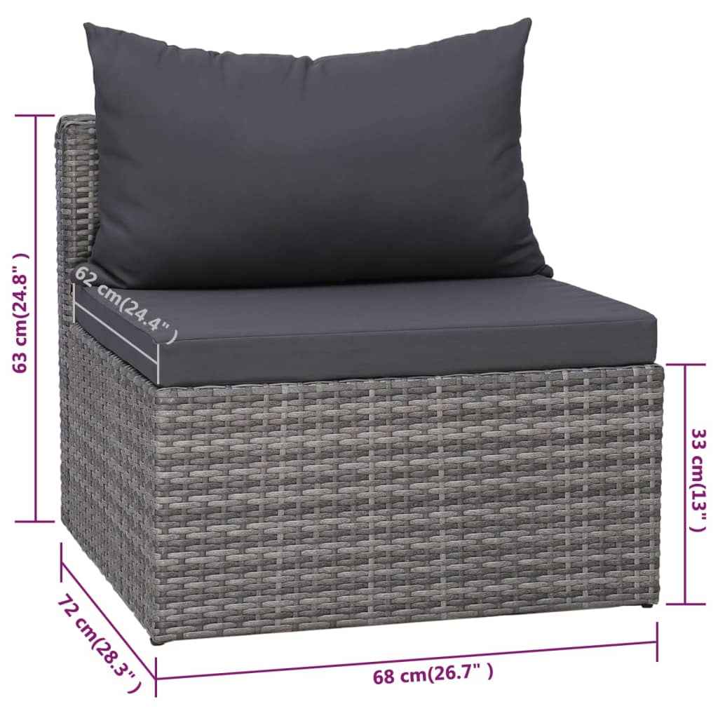 vidaXL 9 pcs conjunto lounge de jardim c/ almofadões vime PE cinzento