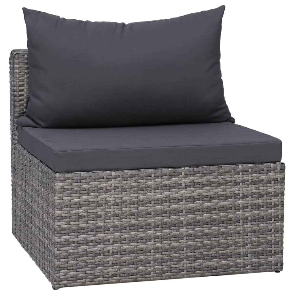 vidaXL 9 pcs conjunto lounge de jardim c/ almofadões vime PE cinzento