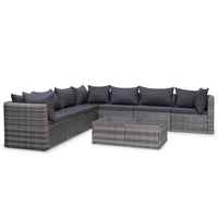 vidaXL 9 pcs conjunto lounge de jardim c/ almofadões vime PE cinzento