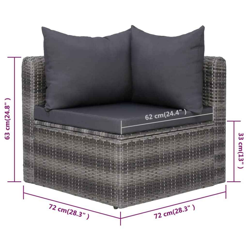 vidaXL 9 pcs conjunto lounge de jardim c/ almofadões vime PE cinzento