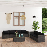 vidaXL 9 pcs conjunto lounge de jardim c/ almofadões vime PE cinzento