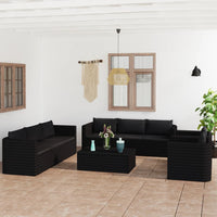 vidaXL 9 pcs conjunto lounge de jardim c/ almofadões vime PE cinzento