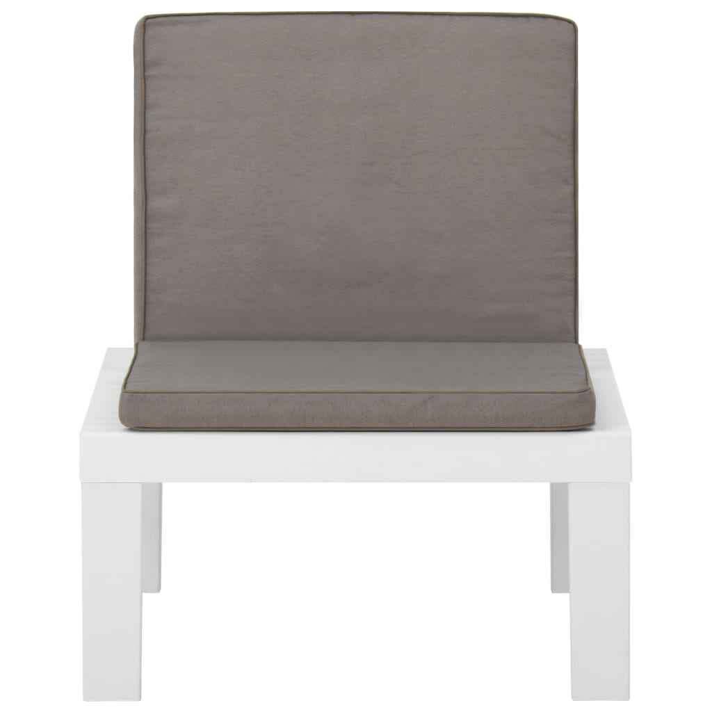 vidaXL 4 pcs conjunto lounge de jardim com almofadões plástico branco