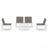 vidaXL 4 pcs conjunto lounge de jardim com almofadões plástico branco