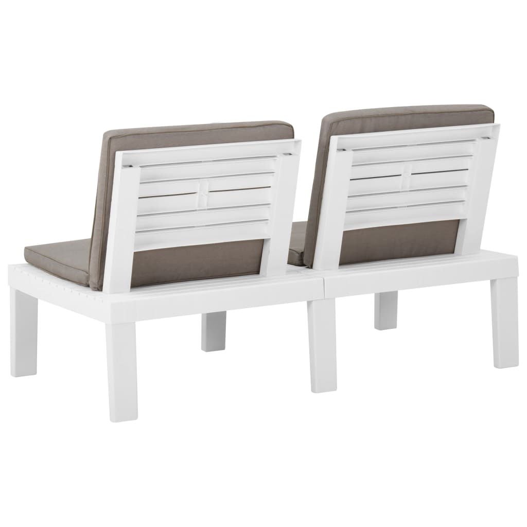 vidaXL 4 pcs conjunto lounge de jardim com almofadões plástico branco