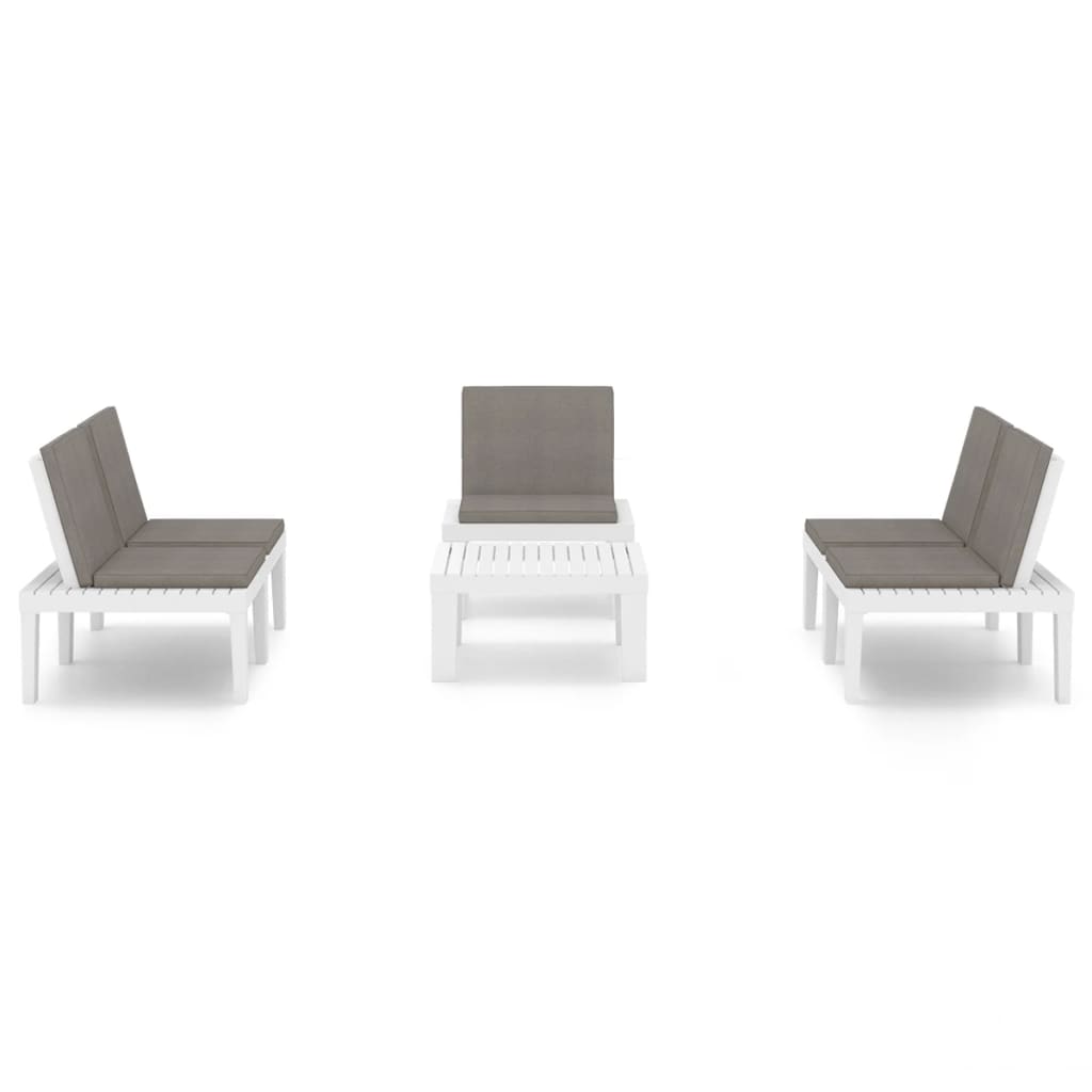 vidaXL 4 pcs conjunto lounge de jardim com almofadões plástico branco