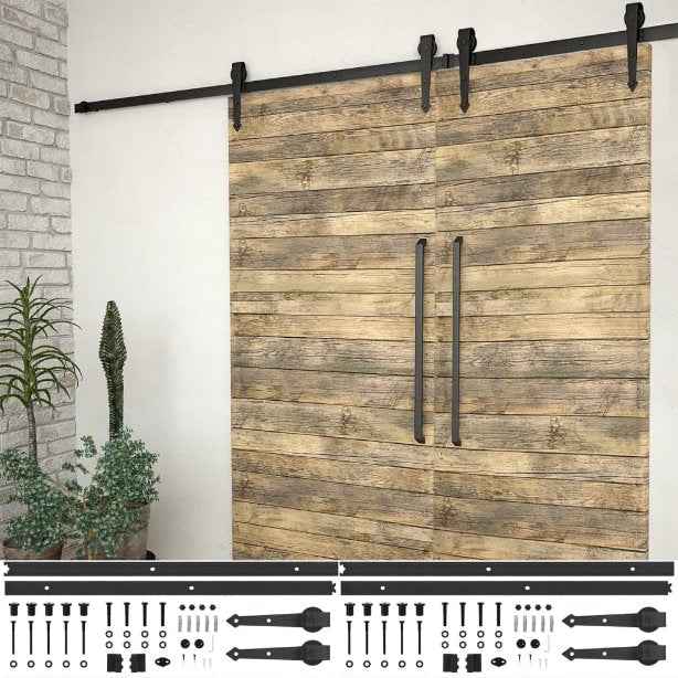 vidaXL Kit de ferragens para porta deslizante 183 cm aço preto