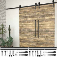 vidaXL Kit de ferragens para porta deslizante 183 cm aço preto