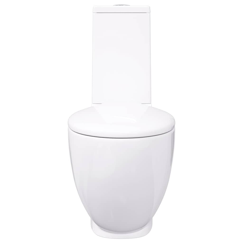 vidaXL Sanita WC redonda cerâmica c/ descarga água inferior branco
