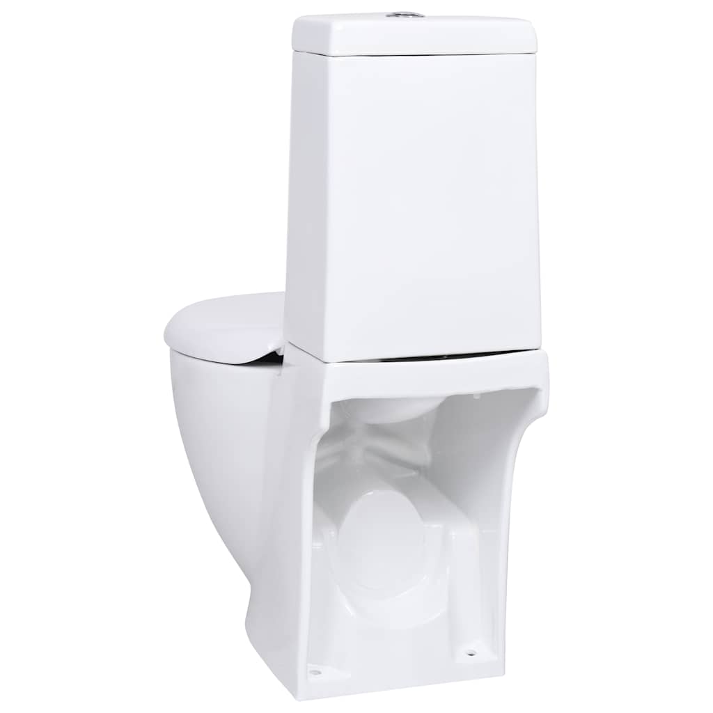 vidaXL Sanita WC redonda cerâmica c/ descarga água inferior branco