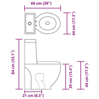 vidaXL Sanita WC redonda cerâmica c/ descarga água inferior branco