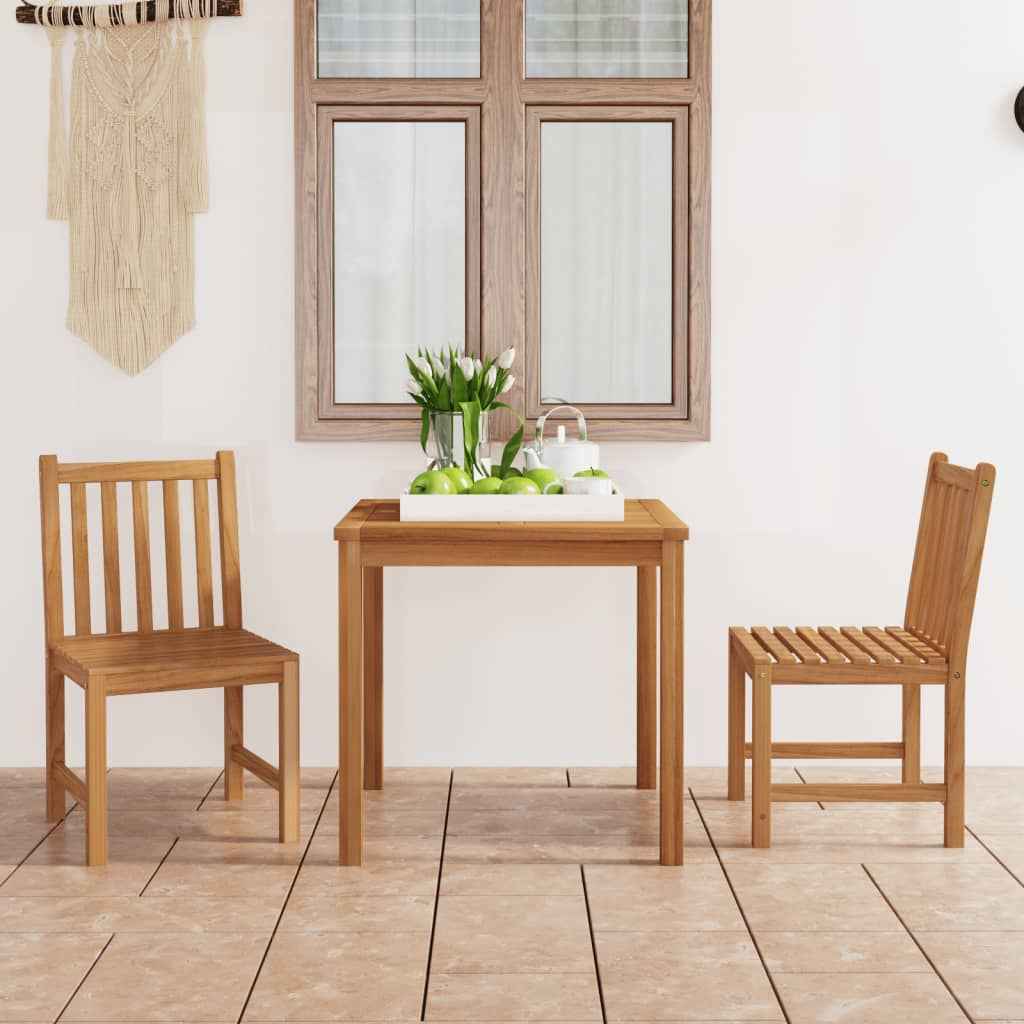 vidaXL Conjunto de jantar de jardim de 3 peças 80x80 cm madeira de teca maciça