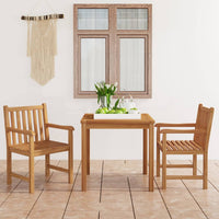 vidaXL Conjunto de jantar de jardim de 3 peças 80x80 cm madeira de teca maciça
