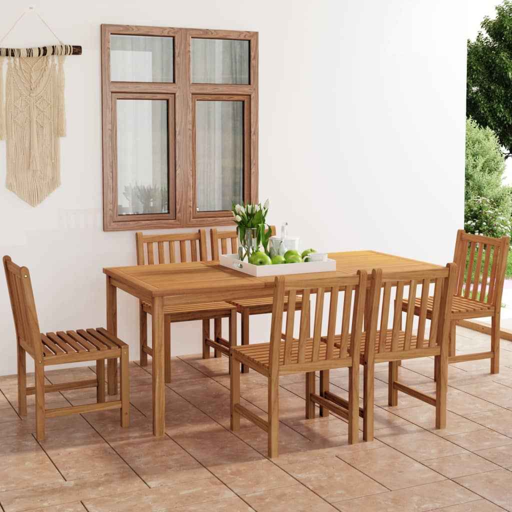 vidaXL Conjunto de jantar de jardim de 7 peças 180x90 cm madeira de teca maciça