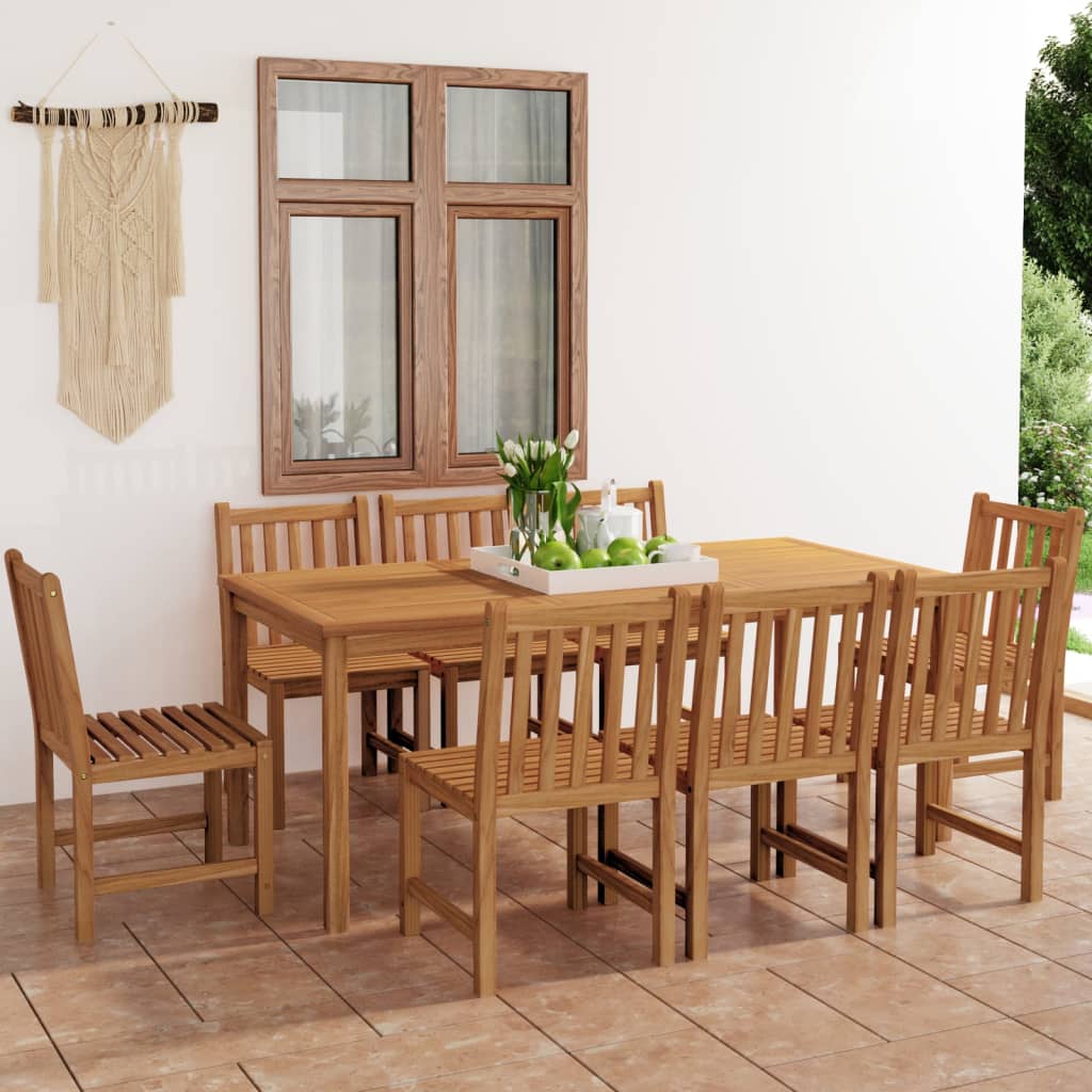 vidaXL Conjunto de jantar de jardim de 7 peças 180x90 cm madeira de teca maciça