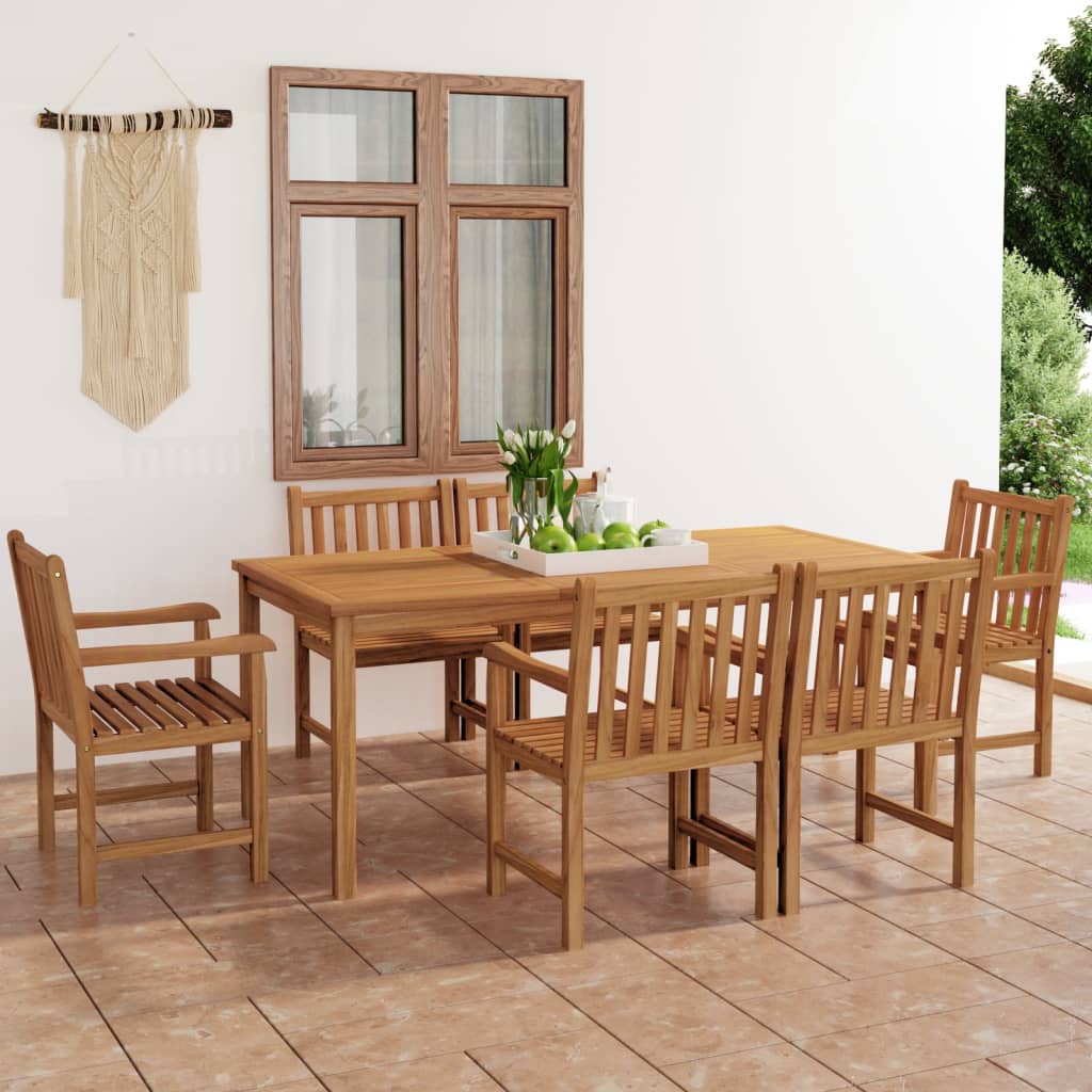 vidaXL Conjunto de jantar de jardim de 5 peças, 180x90 cm, madeira de teca maciça