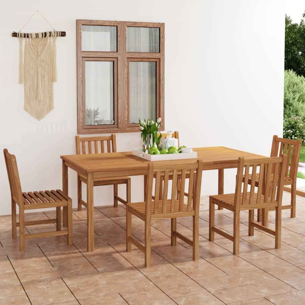 vidaXL 7 pcs conjunto de jantar p/ jardim madeira de teca maciça