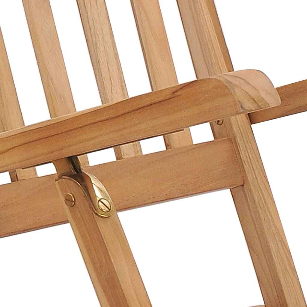 vidaXL Cadeiras de jardim c/ apoios de pés e mesa teca maciça