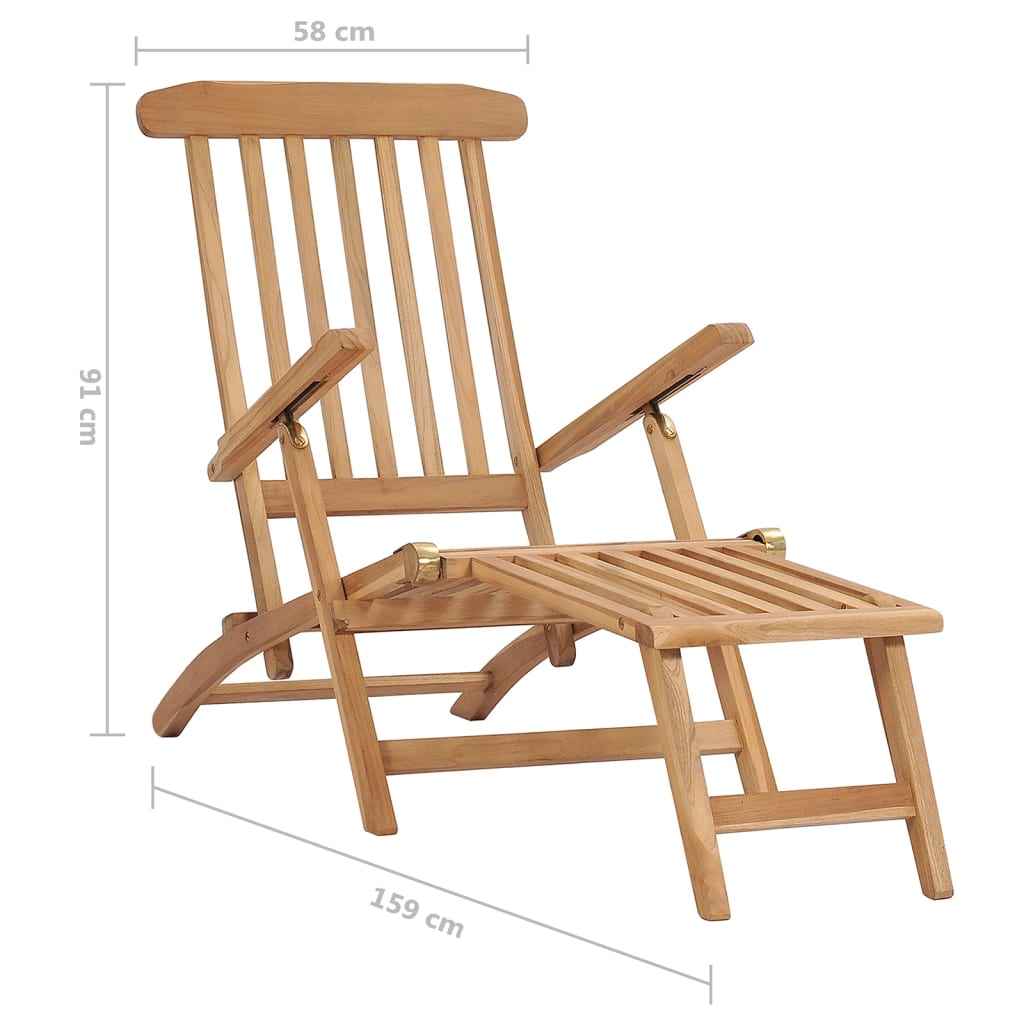 vidaXL Cadeiras de jardim c/ apoios de pés e mesa teca maciça