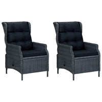 vidaXL 3 pcs conj. lounge jardim c/ almofadões vime PE cinzento-escuro