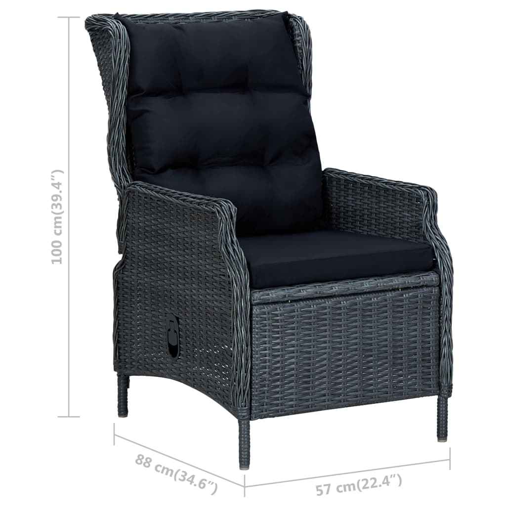 vidaXL 2 pcs conj. lounge jardim c/ almofadões vime PE cinzento-escuro