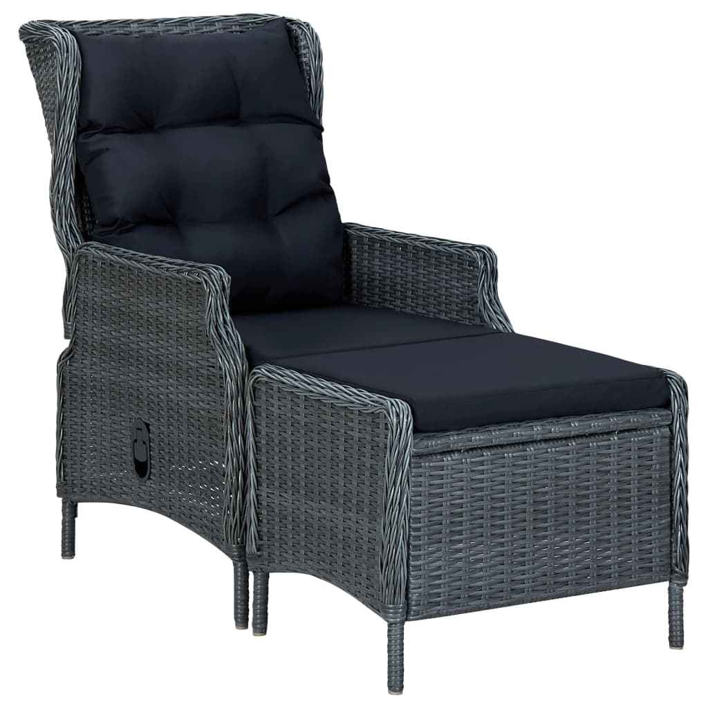 vidaXL 3 pcs conj. lounge jardim c/ almofadões vime PE cinzento-escuro