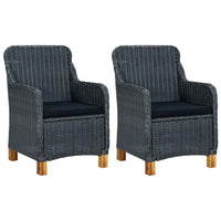 vidaXL 3 pcs conj. lounge jardim c/ almofadões vime PE cinzento-escuro