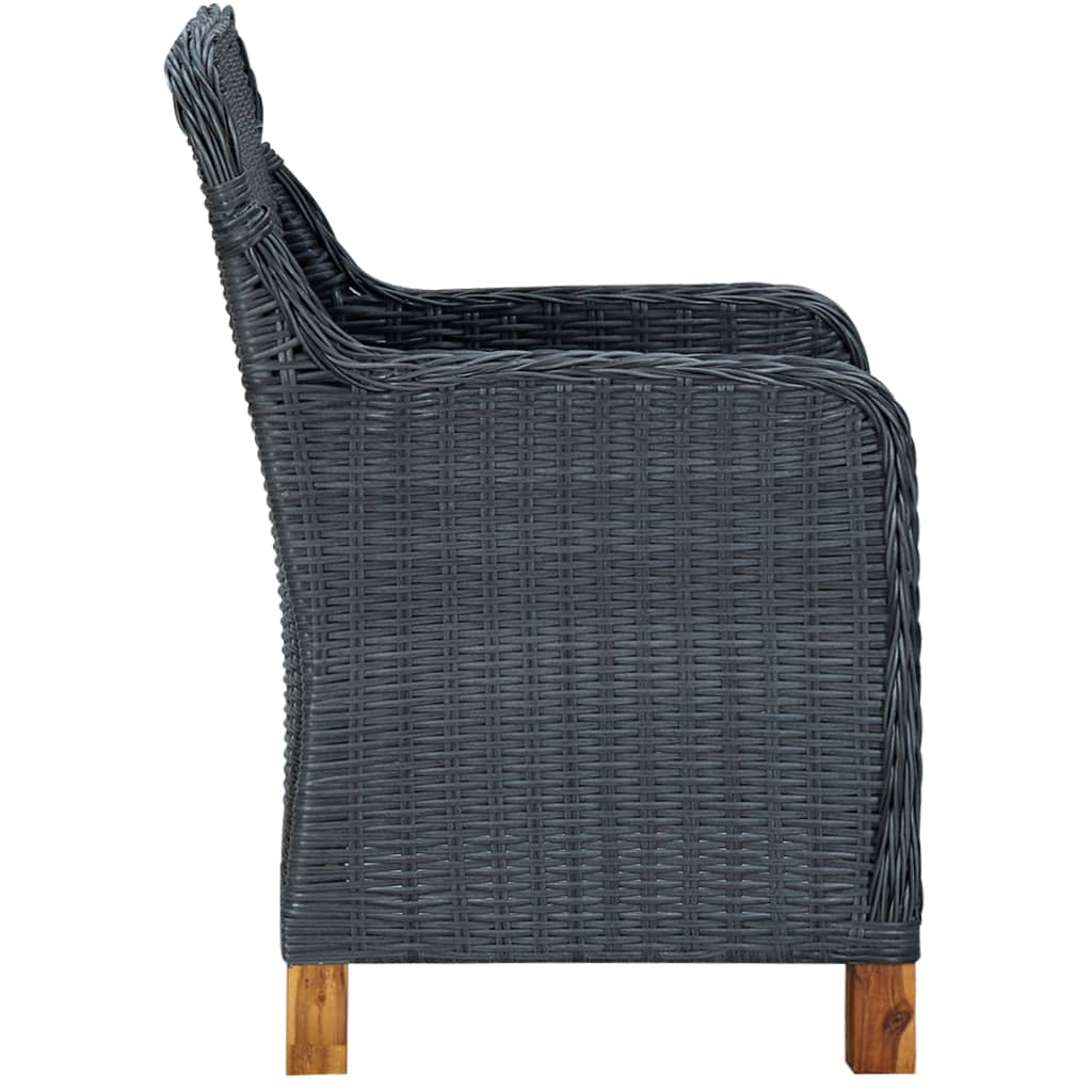 vidaXL 9 pcs conj. jantar exterior c/ almofadões vime PE cinza-escuro