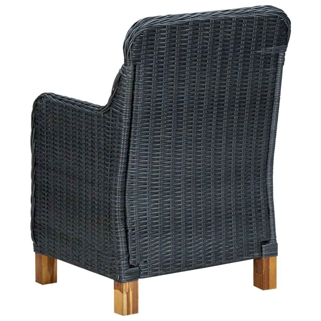 vidaXL 9 pcs conj. jantar exterior c/ almofadões vime PE cinza-escuro