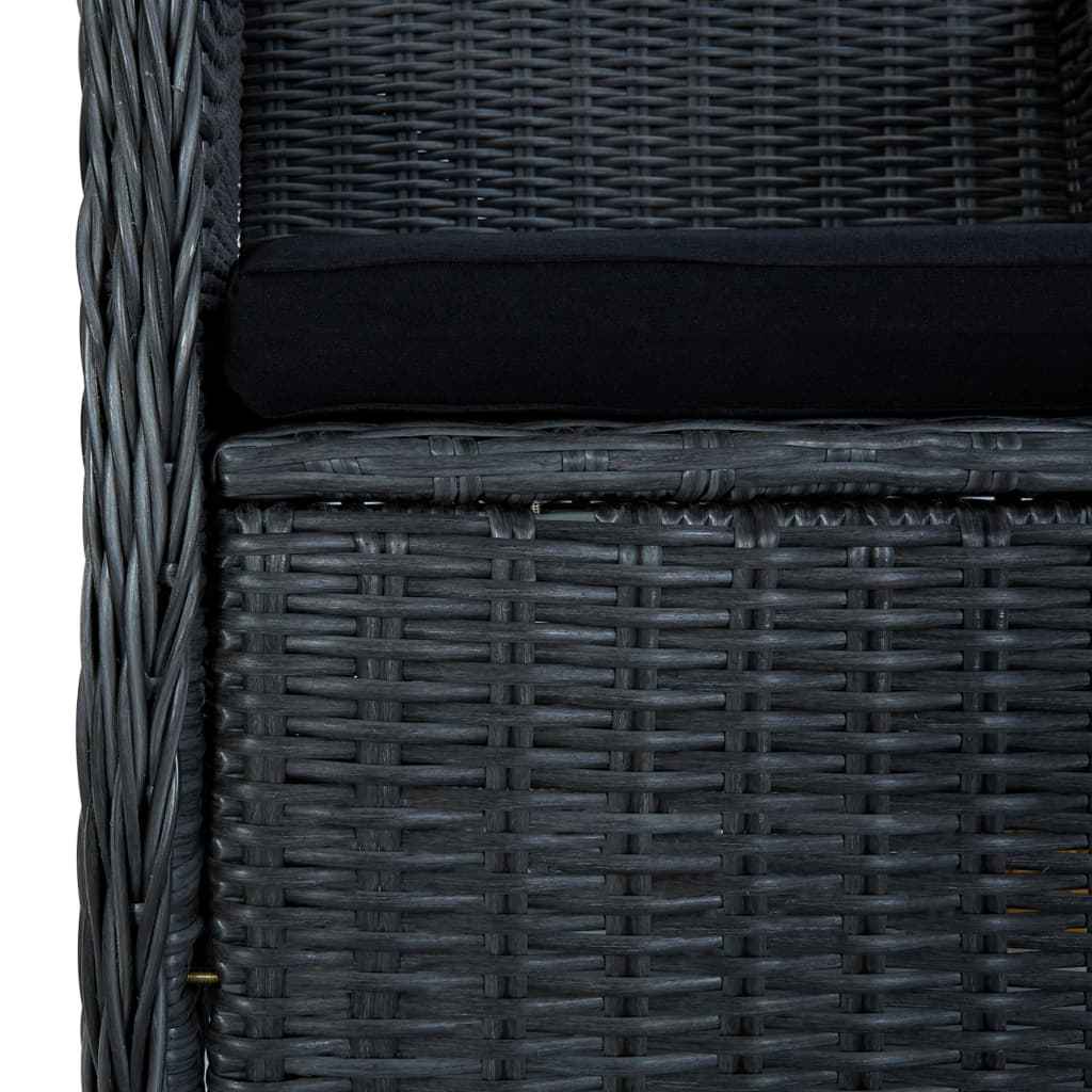 vidaXL 9 pcs conj. jantar exterior c/ almofadões vime PE cinza-escuro