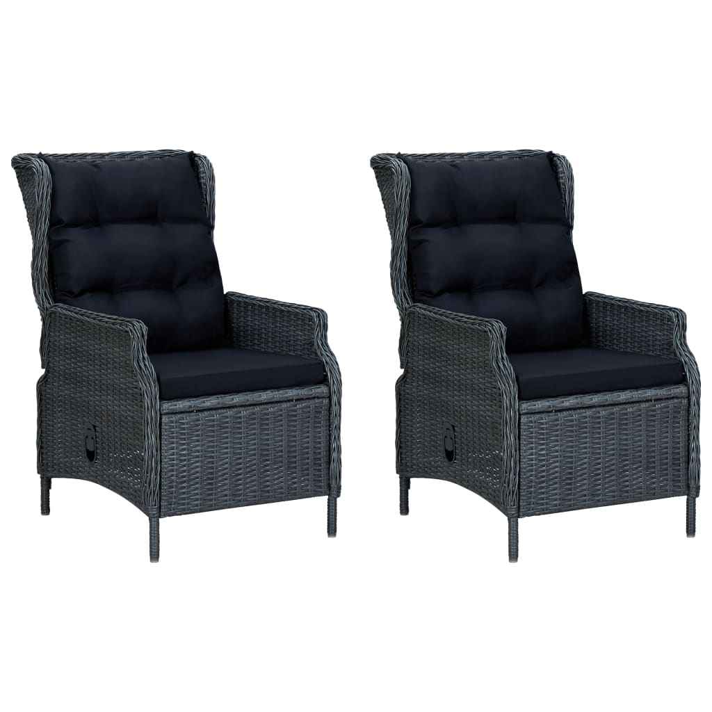 vidaXL 9 pcs conj. jantar exterior c/ almofadões vime PE cinza-escuro