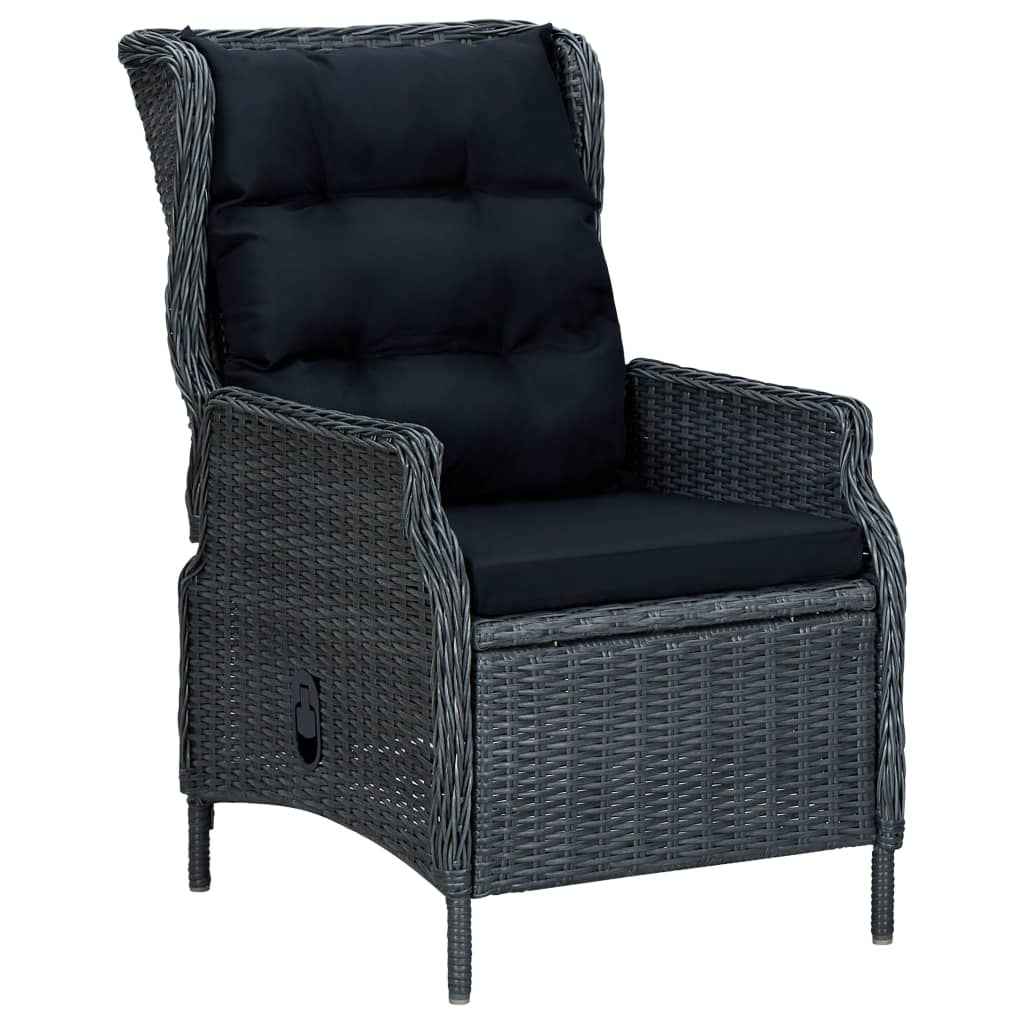 vidaXL 9 pcs conj. jantar exterior c/ almofadões vime PE cinza-escuro