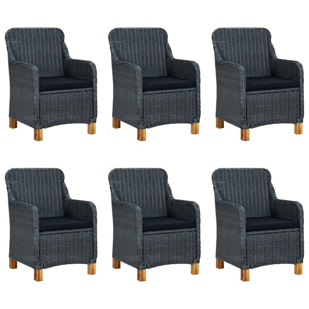 vidaXL 9 pcs conj. jantar exterior c/ almofadões vime PE cinza-escuro