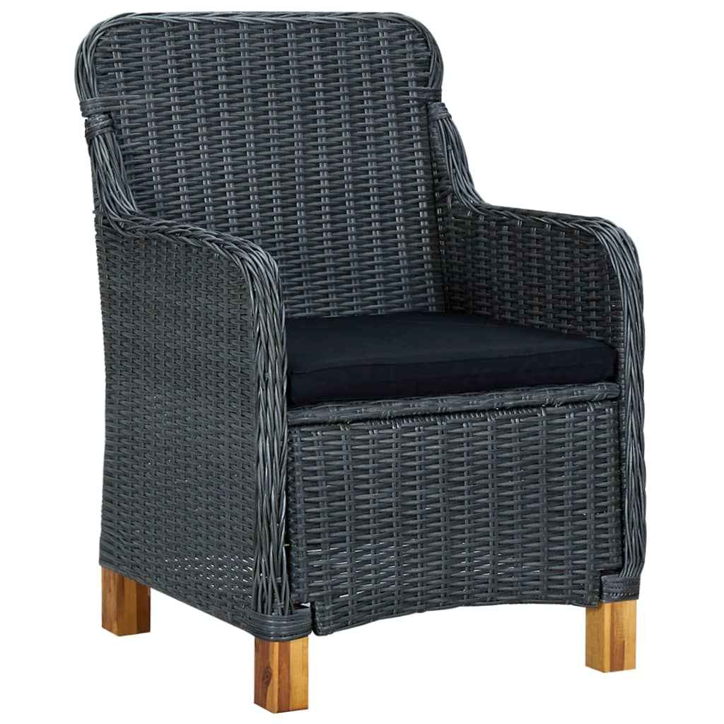 vidaXL 9 pcs conj. jantar exterior c/ almofadões vime PE cinza-escuro