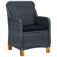 vidaXL 9 pcs conj. jantar exterior c/ almofadões vime PE cinza-escuro