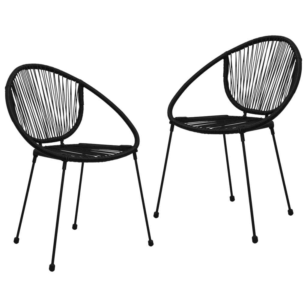 vidaXL 3 pcs conjunto de jantar para jardim vime de PVC preto