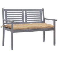 vidaXL Banco de jardim 2 lugares c/ almofadão 120 cm eucalipto cinza