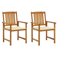 vidaXL Cadeiras de jardim com almofadões 2 pcs acácia maciça