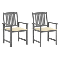 vidaXL Cadeiras de jardim com almofadões 2 pcs acácia maciça cinza