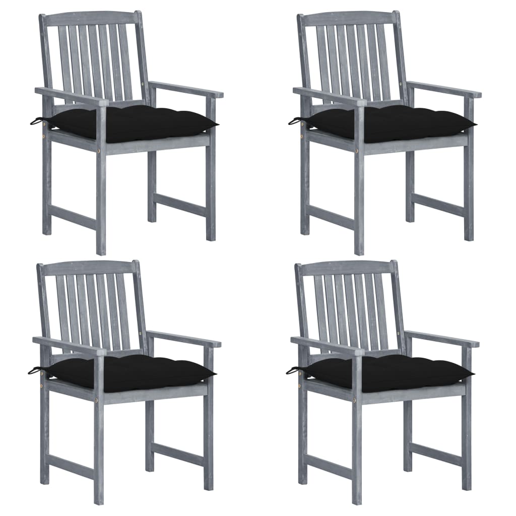 vidaXL Cadeiras de jardim com almofadões 2 pcs acácia maciça cinza
