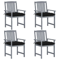 vidaXL Cadeiras de jardim com almofadões 2 pcs acácia maciça cinza