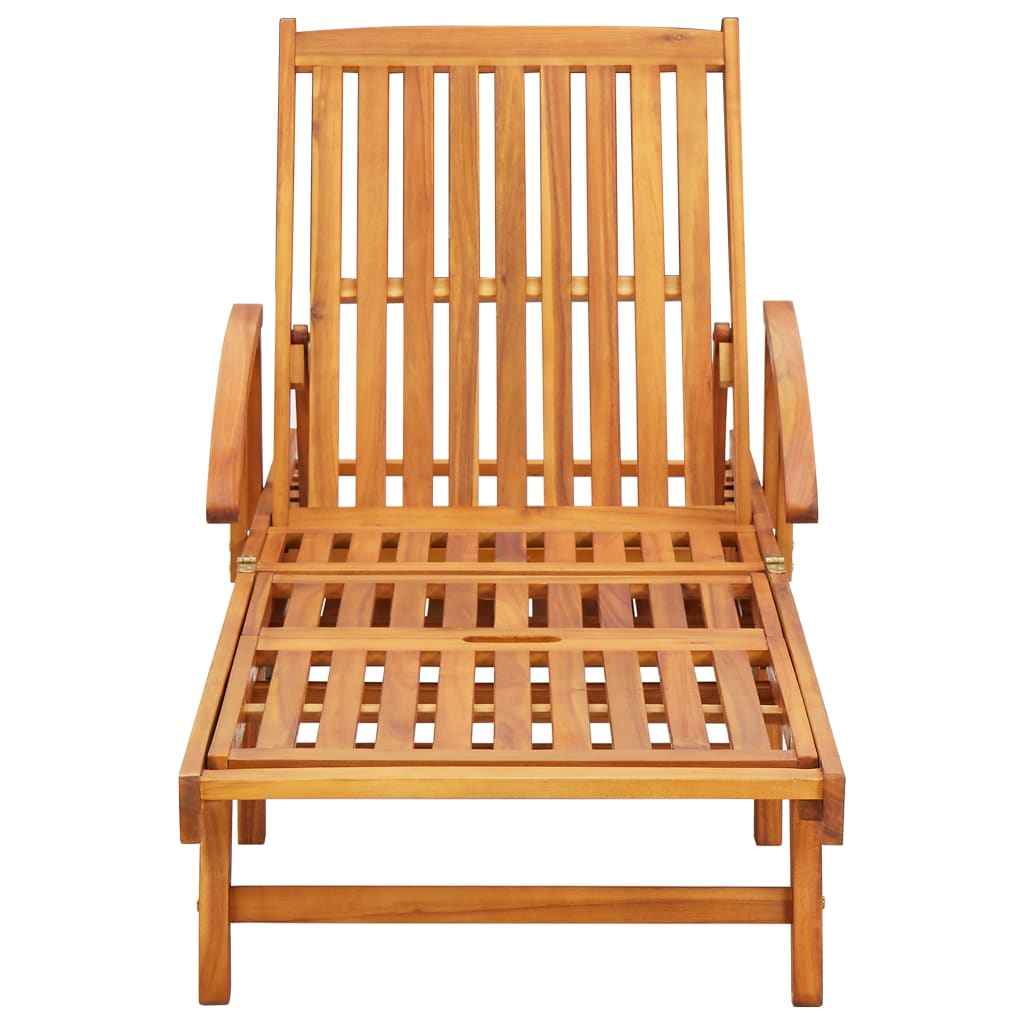 vidaXL Espreguiçadeira de jardim com almofadão madeira acácia maciça
