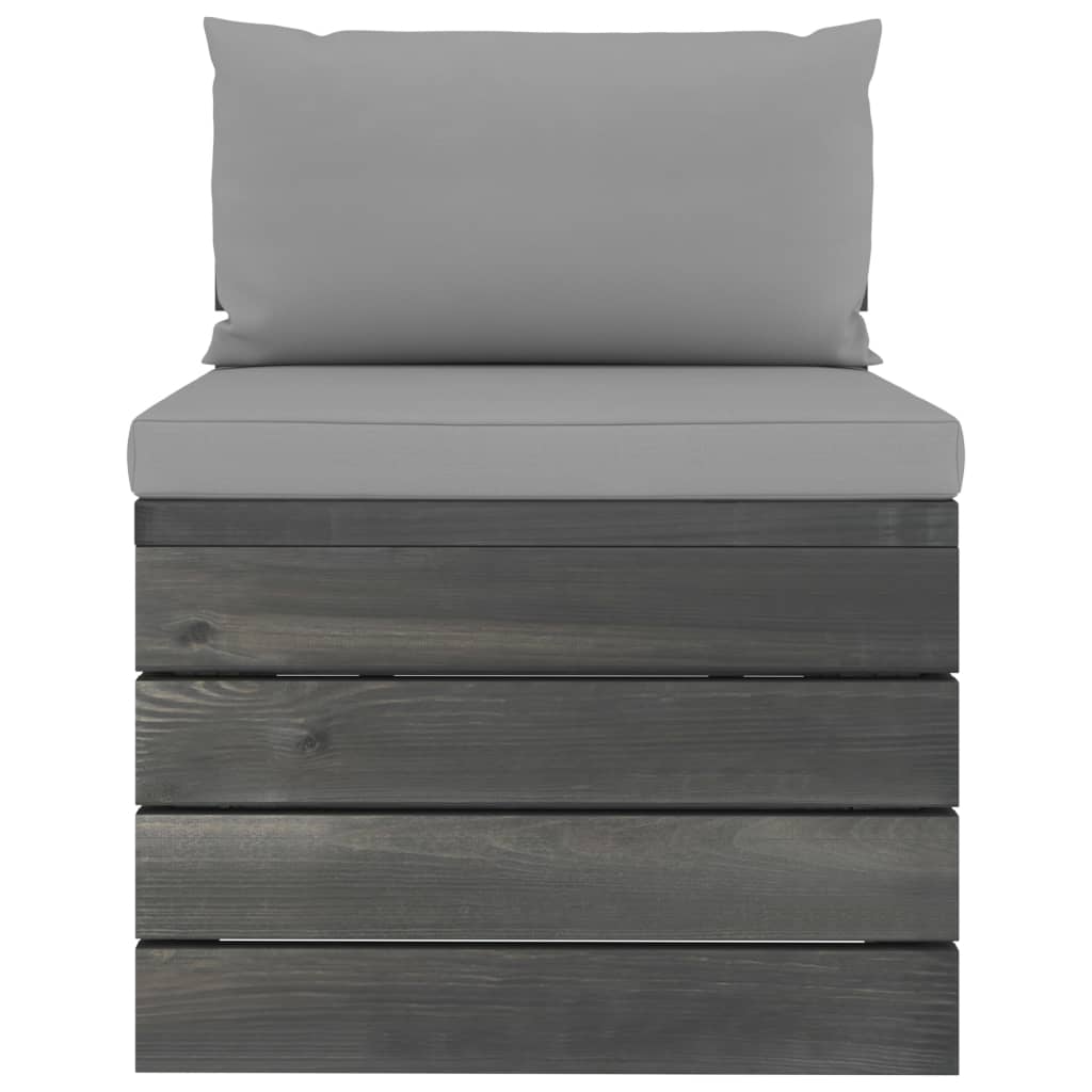 vidaXL 2 pcs conjunto lounge de paletes com almofadões pinho maciço