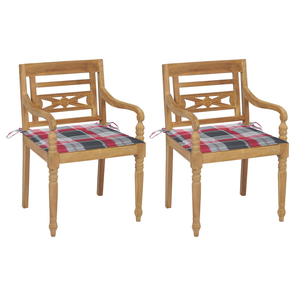 vidaXL Cadeiras Batávia c/ almofadões antracite 2 pcs teca maciça