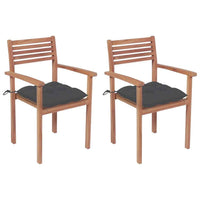 vidaXL Cadeiras de jardim c/ almofadões antracite 2 pcs teca maciça