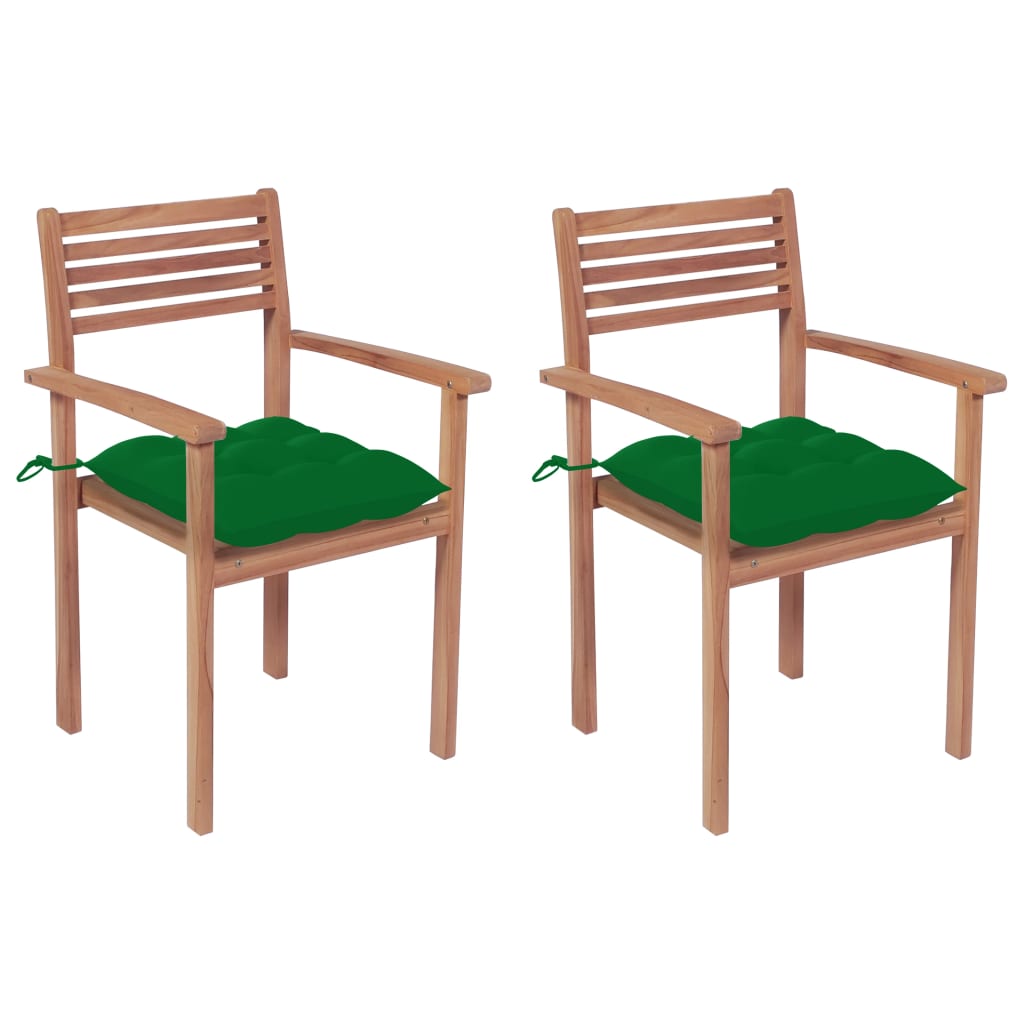 vidaXL Cadeiras de jardim c/ almofadões antracite 2 pcs teca maciça