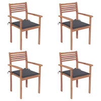 vidaXL Cadeiras de jardim c/ almofadões antracite 2 pcs teca maciça