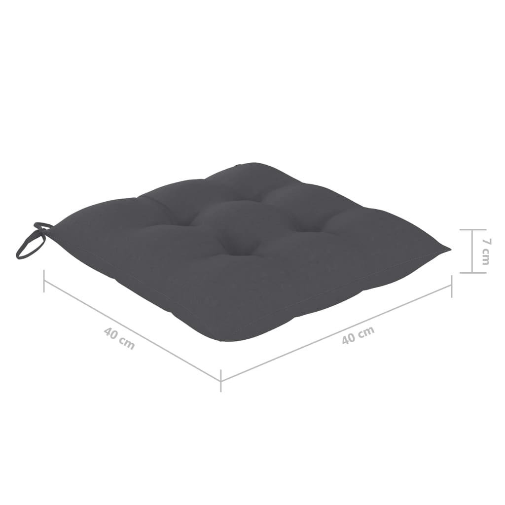 vidaXL Cadeiras de jardim c/ almofadões antracite 2 pcs teca maciça