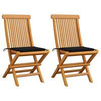 vidaXL Cadeiras de jardim c/ almofadões antracite 2 pcs teca maciça
