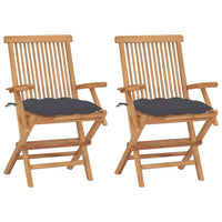 vidaXL Cadeiras de jardim c/ almofadões antracite 2 pcs teca maciça
